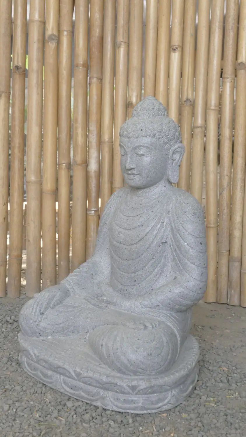 Product image 6 of the product “Seated Buddha made of Riverstone in Bhumisparsha - gesture of touching the earth. 61 cm height. ”